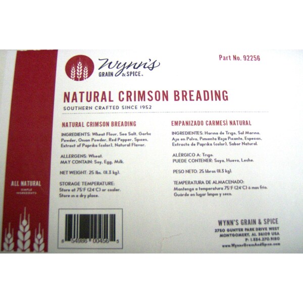 Wynn's Grain & Spice Natural Crimson Breading 25lbs